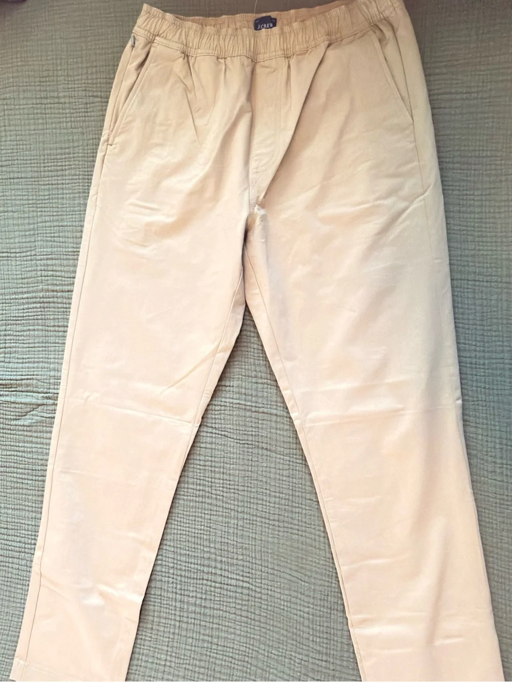 J. Crew Men's Light Beige Elastic-Waist Chinos